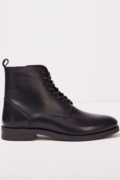 Bottines plates zippées noir homme