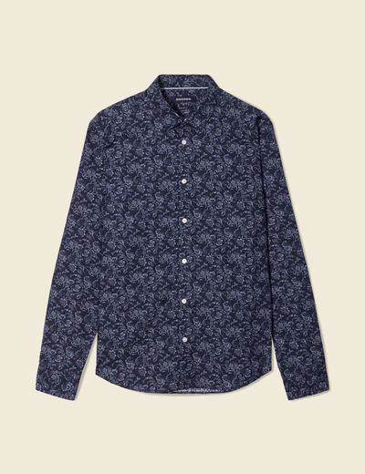 Chemise à manches longues bleu marine homme