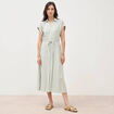 Robe longue &eacute;vas&eacute;e ceintur&eacute;e vert olive femme