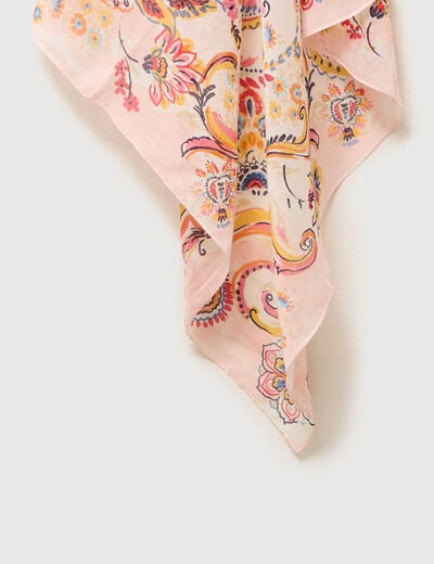 Foulard en coton dentelle satin&eacute;e orange femme
