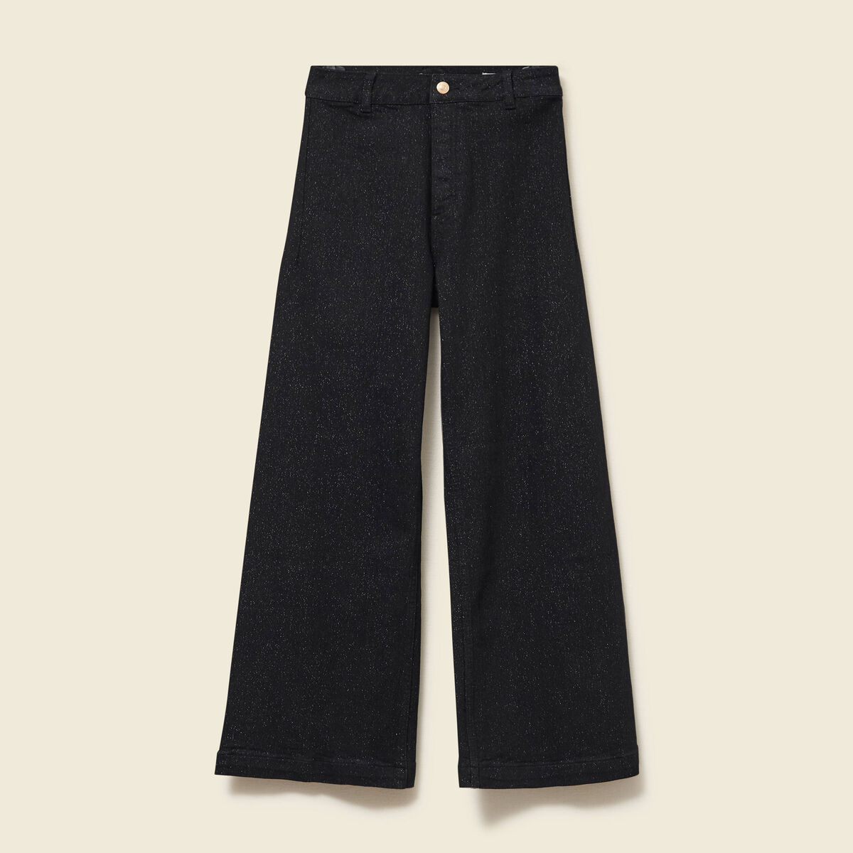 Jeans large taille haute denim noir femme
