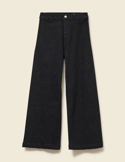 Jeans large taille haute denim noir femme