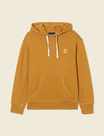 Sweat capuche éco-responsable jaune moutarde homme