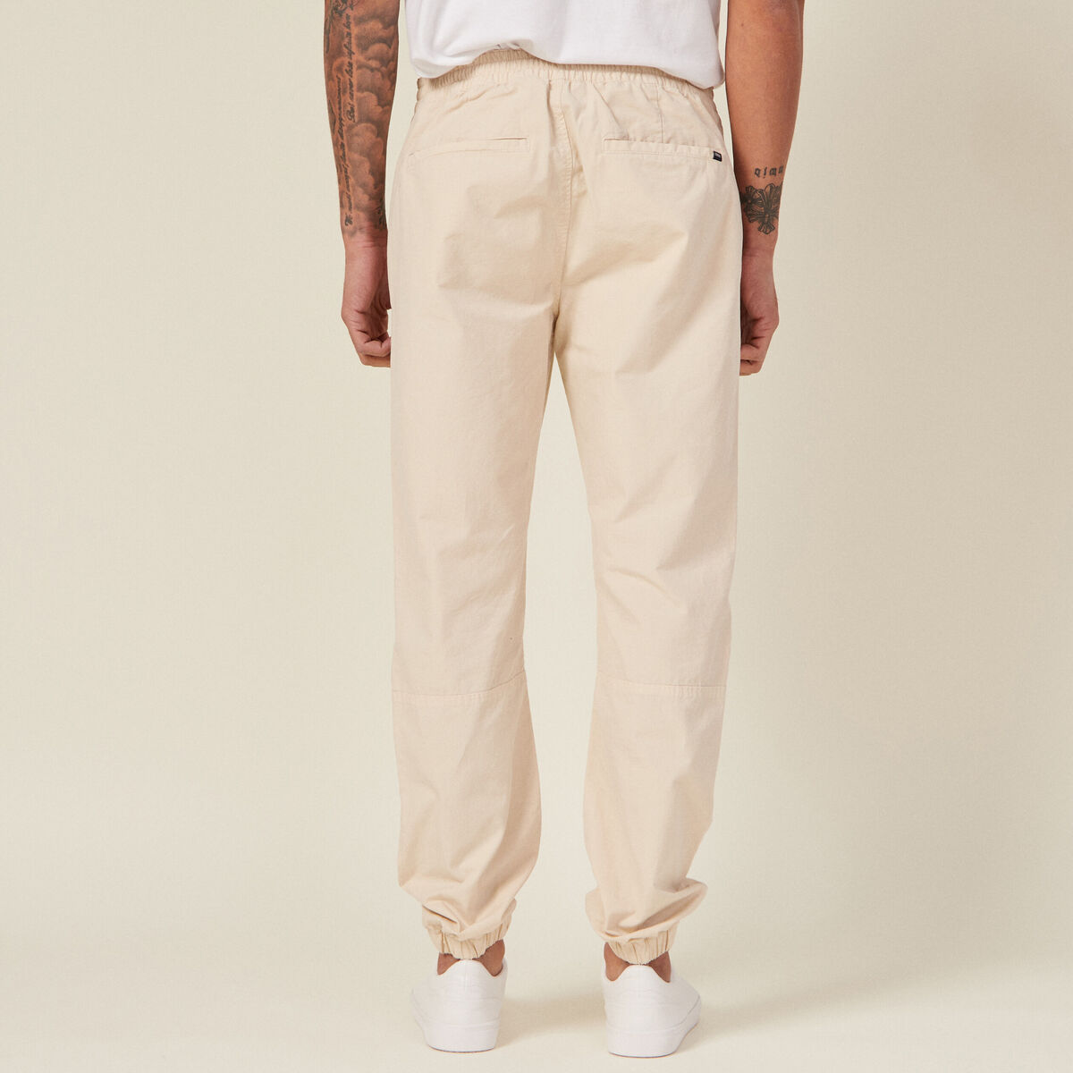 Jogger droit bas resserré beige homme