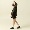 Parka oversize courte col classique vert kaki femme