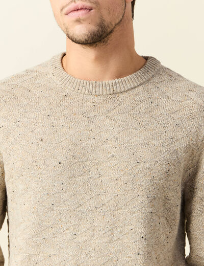Pull manches longues beige homme