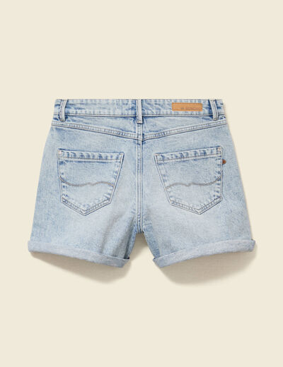 Short mom taille haute en jean denim snow bleu femme