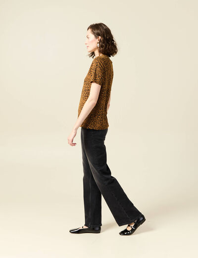 T-shirt manches courtes marron femme