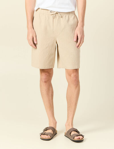 Bermuda droit à coulisse beige homme