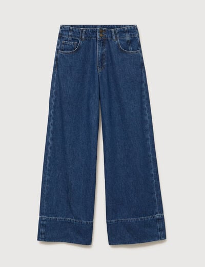 Jeans loose taille haute en coton denim used femme