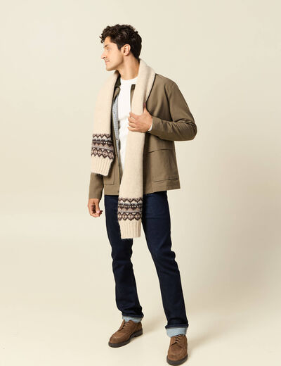 Pull droit manches longues ecru homme