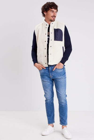 Blouson droit réversible bleu marine homme