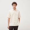 Chemise ray&eacute;e manches courtes ecru homme