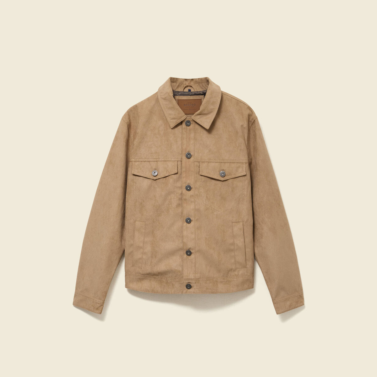 Blouson droit court col classique marron homme