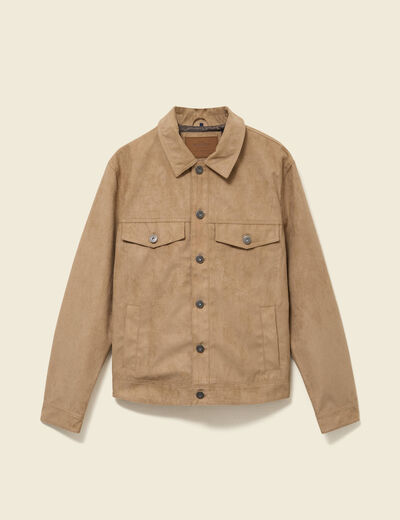 Blouson droit court col classique marron homme