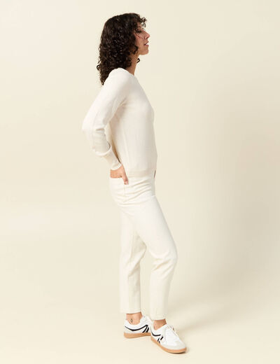 Pull manches longues creme femme