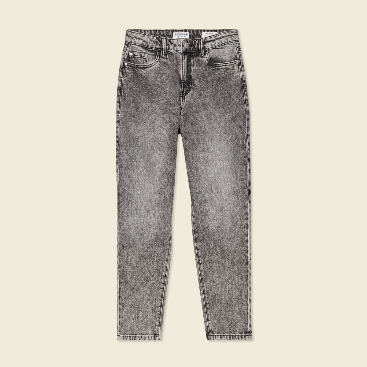 Jeans mom 7/8ème denim snow gris femme