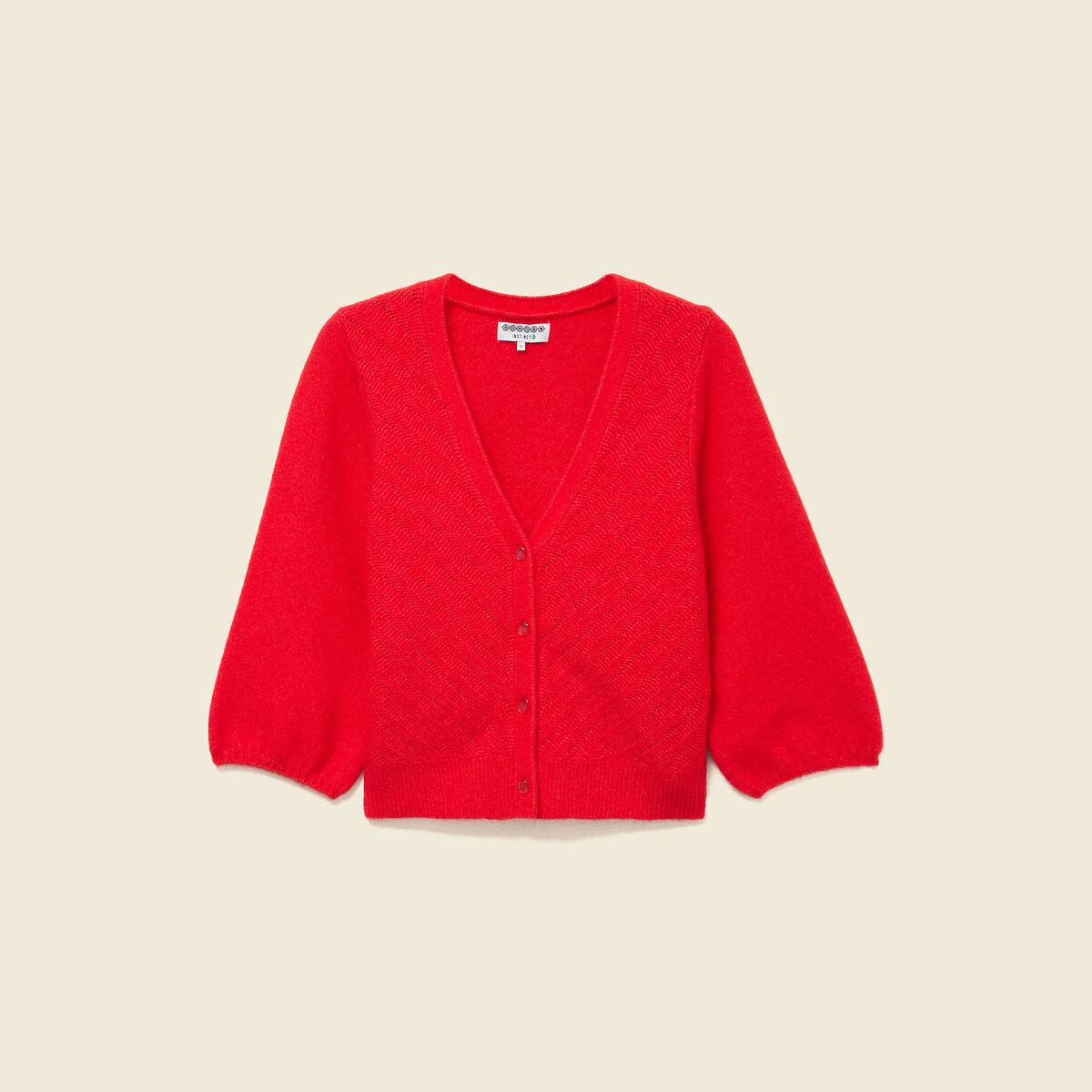 Gilet manches 3/4 rouge fonc&eacute; femme