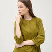Chemise en coton manches 3/4 vert kaki femme
