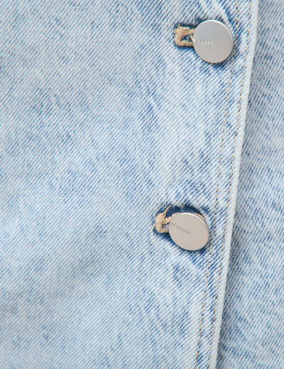 Jupe-short taille haute en jeans denim snow bleu femme