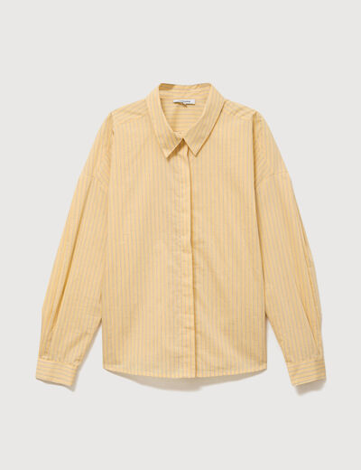Chemise ample manches longues jaune citron femme