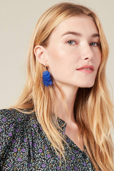 Boucles d'oreilles pendantes bleu electrique femme
