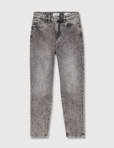 Jeans mom 7/8&egrave;me denim snow gris femme
