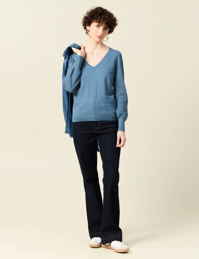 Pull manches longues bleu clair femme