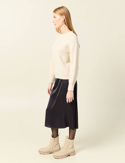 Pull manches longues creme femme