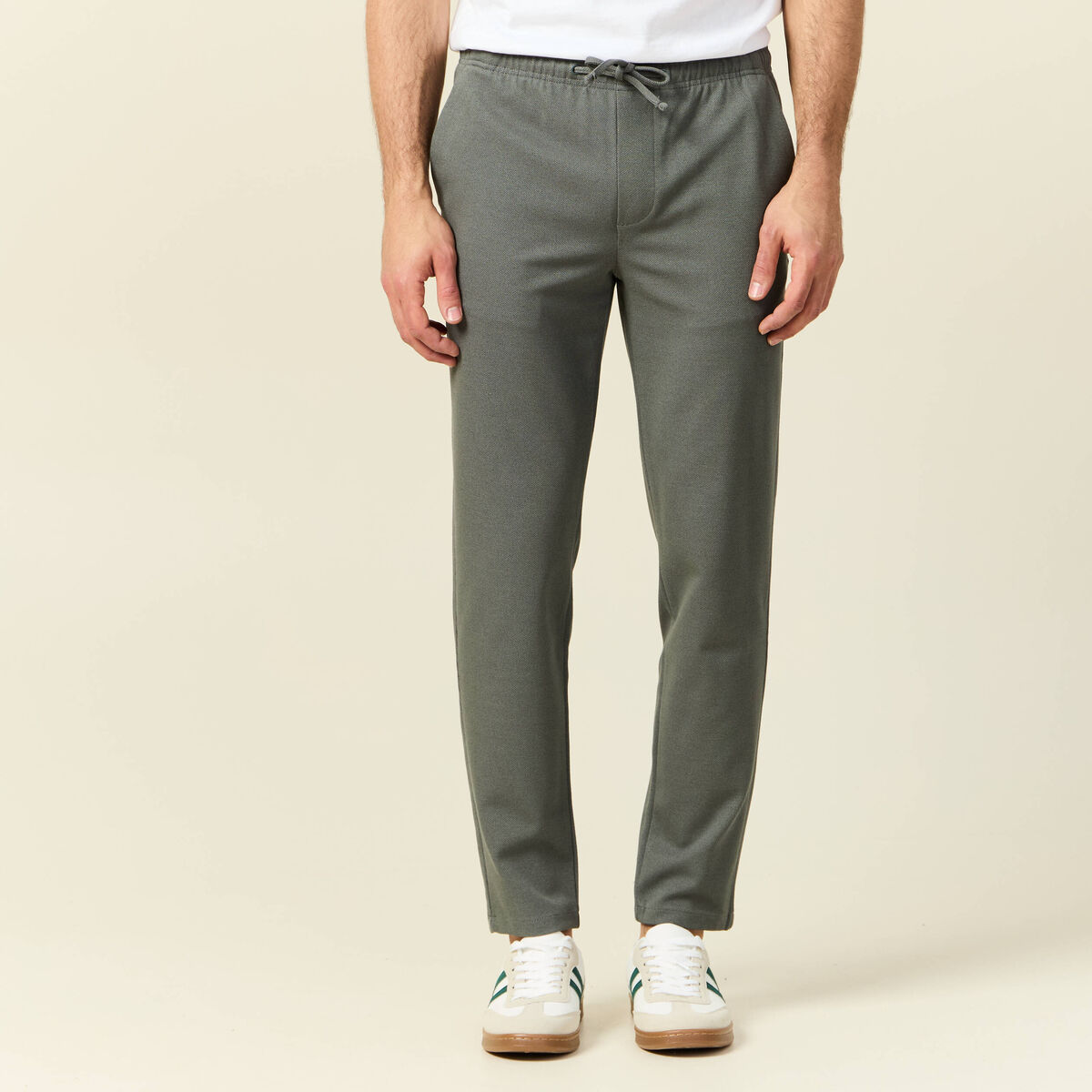 Pantalon chino jogger vert kaki homme