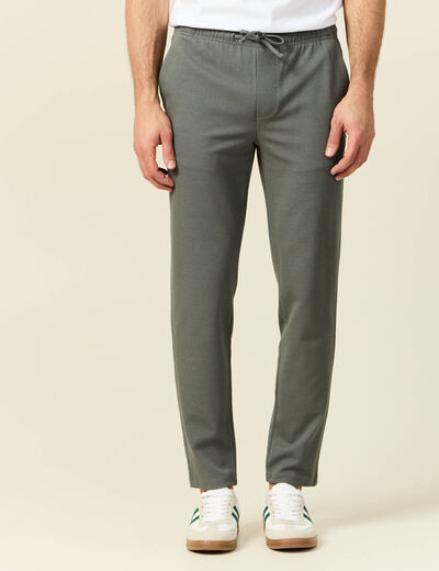 Pantalon chino jogger vert kaki homme