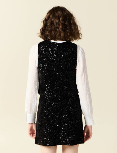 Débardeur sans manches sequins noir femme