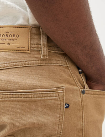 Jeans straight longueur 32 denim camel homme