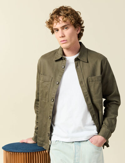 Surchemise manches longues taupe homme