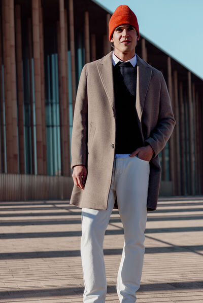Manteau avec capuche amovible vert kaki homme