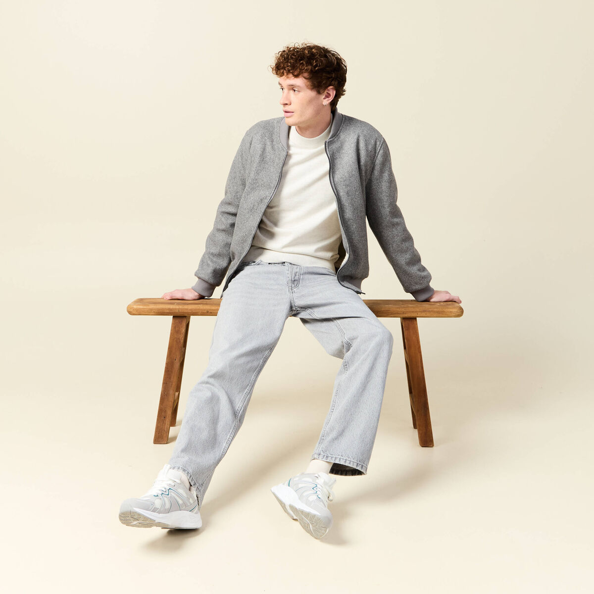 Pull manches longues ecru homme