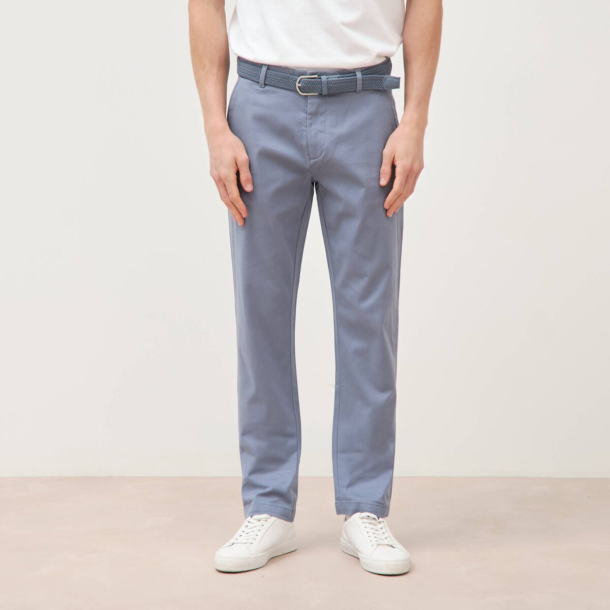 Pantalon straight longueur 32 ceinture bleu gris homme