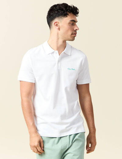 Polo manches courtes blanc homme