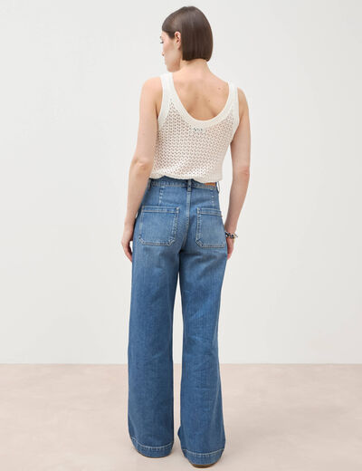 Jeans bootcut taille haute denim stone femme