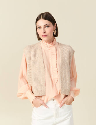 Gilet sans manches creme femme