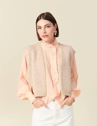 Gilet sans manches creme femme