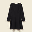 Robe fluide manches longues col rond noir femme