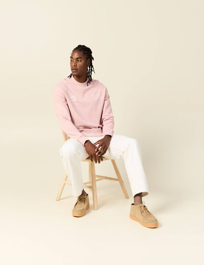 Sweat manches longues rose pastel homme