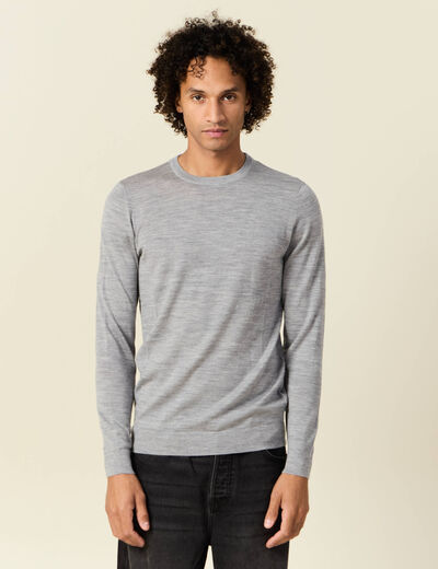 Pull 100% laine mérinos gris foncé homme