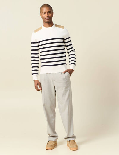 Pull manches longues ecru homme