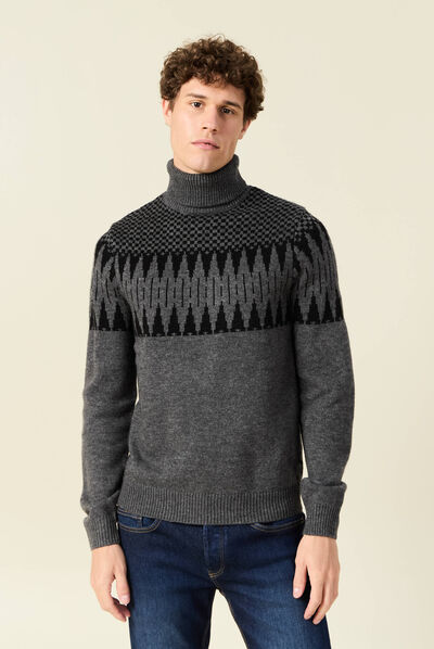 Pull manches longues gris foncé homme