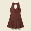 Robe sans manches col V marron femme