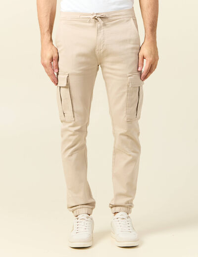 Pantalon battle bas resserr&eacute; beige homme