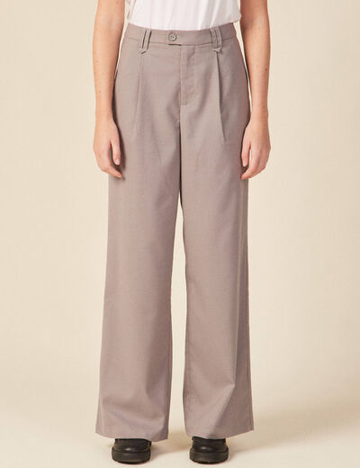 Pantalon large avec pinces gris femme
