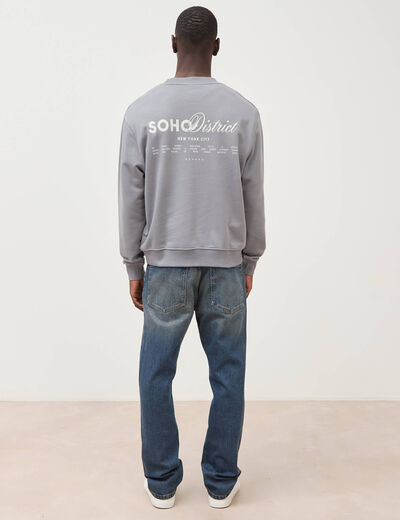 Sweat col rond manches longues gris homme